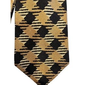 Braemore Tie, Mens 100% silk Brown and Black Woven check pattern VTG
